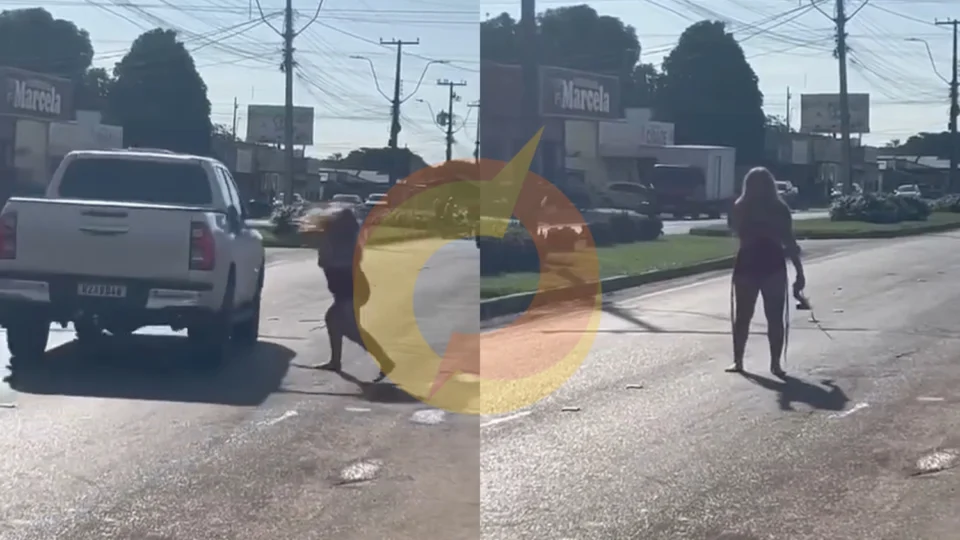 Vídeo: mulher embriagada bate em carros com tamanco em frente de conveniência em Boa Vista