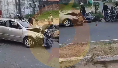 Vídeo: carro é destruído por populares após motorista atropelar motociclista na Cachoeirinha