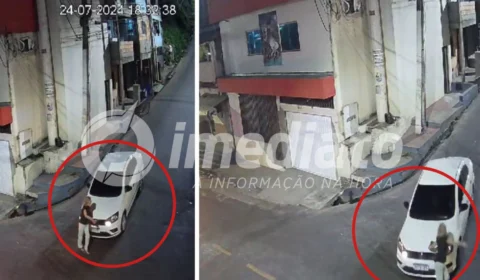 Vídeos mostram momento em que idosa é atropelada por carro no bairro Petrópolis