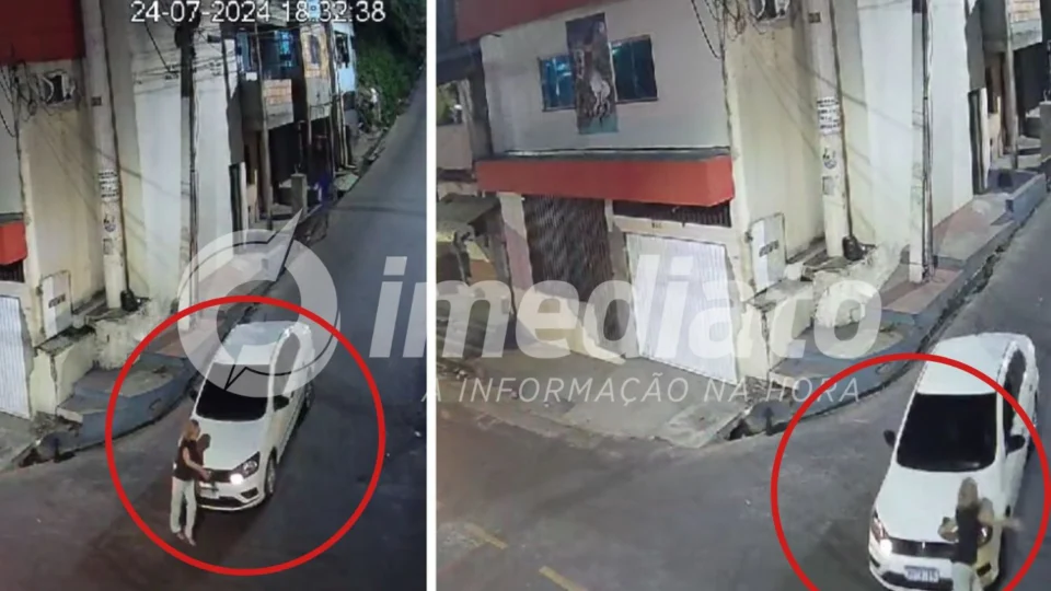 Vídeos mostram momento em que idosa é atropelada por carro no bairro Petrópolis