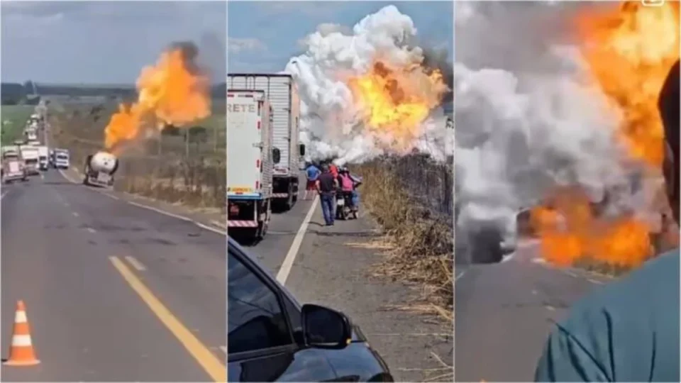 Veja Vídeo: caminhão-tanque explode e deixa 6 pessoas gravemente feridas