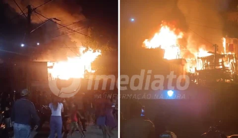 VÍDEOS: incêndio de grandes proporções atinge residências no bairro Santo Agostinho