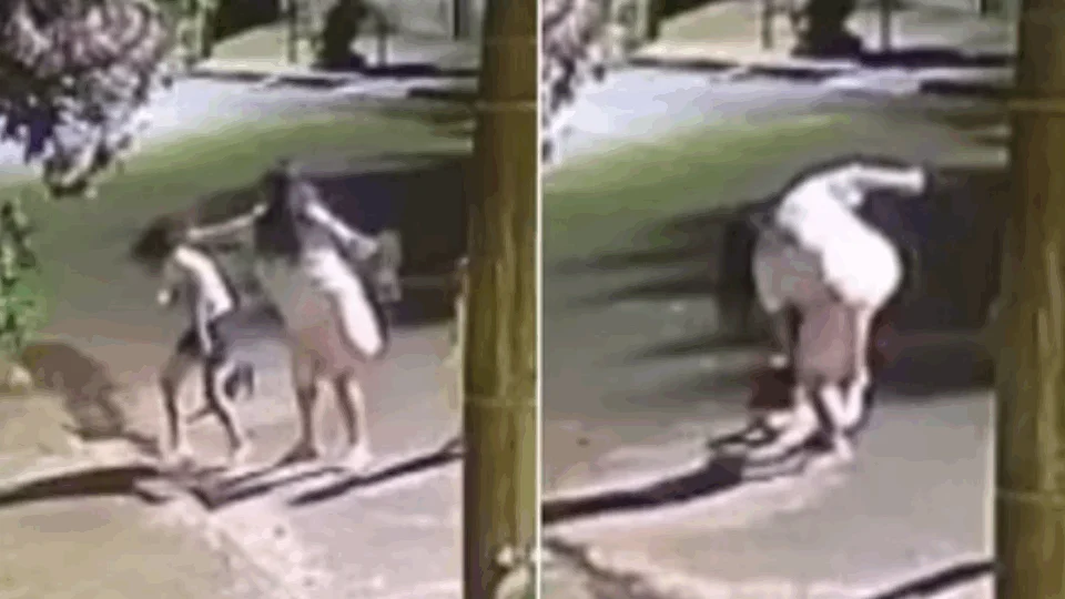 VEJA VÍDEO: tia agride sobrinha com chutes após menina tocar campainha de casa