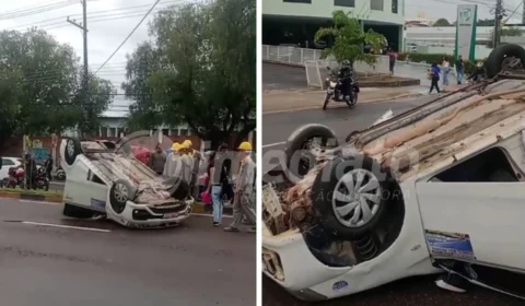 VÍDEO: Acidente na Avenida Djalma Batista causa capotamento de veículo