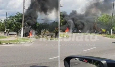 VÍDEO: manifestantes fecham avenida no bairro Lago Azul em Manaus