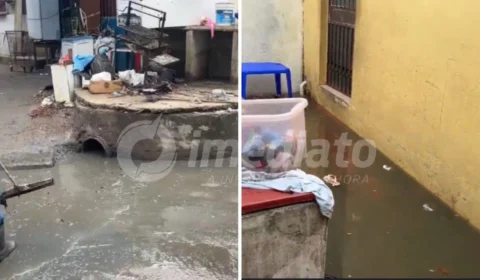 Casas ficam alagadas no beco São Lucas após forte chuva em Manaus