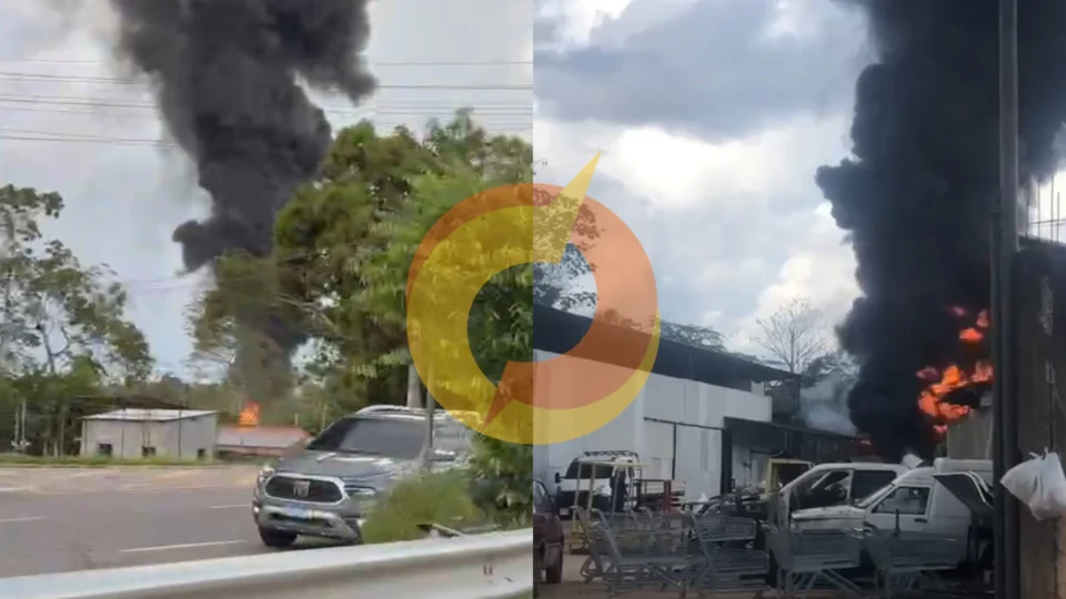 Veja vídeos: fábrica de isopor pega fogo em ramal no Tarumã