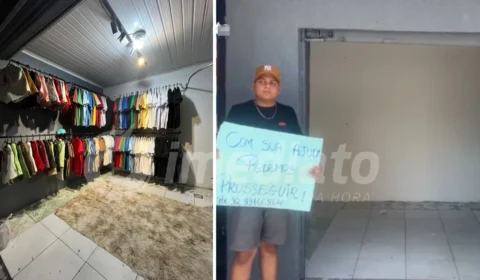 VÍDEO: jovem abre loja de roupas e criminosos levam todos os produtos no bairro Santo Agostinho