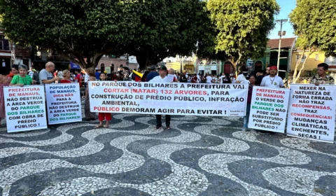 População realiza manifestação contra obra da Prefeitura no Parque dos Bilhares
