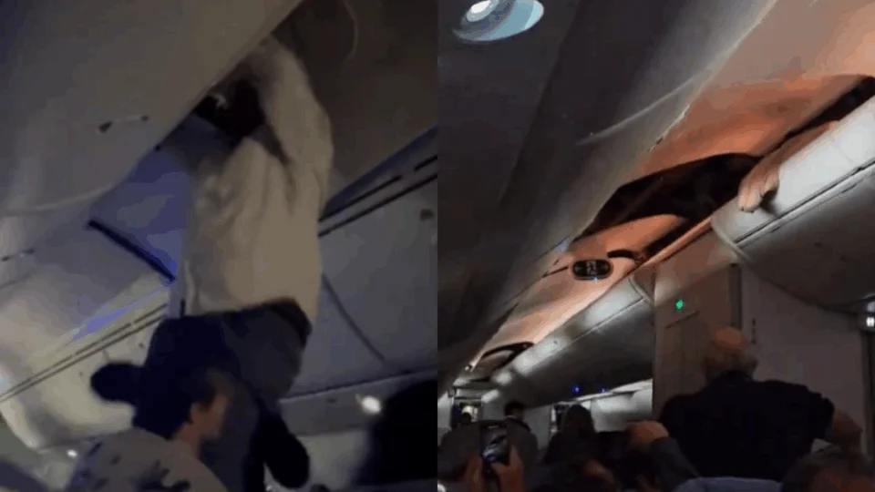 VEJA VÍDEO: passageiro fica preso no teto de avião após turbulência em voo