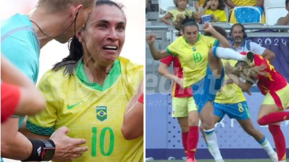 Marta é expulsa em jogo da Seleção Brasileira na Olimpíada e deixa campo aos prantos
