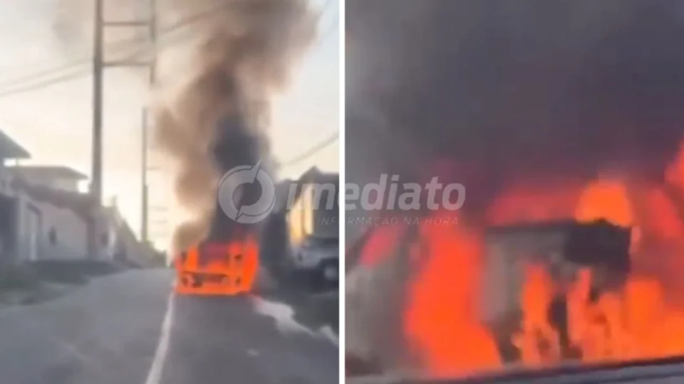VÍDEO: carro fica destruído após pegar fogo por vazamento de gasolina no Petrópolis