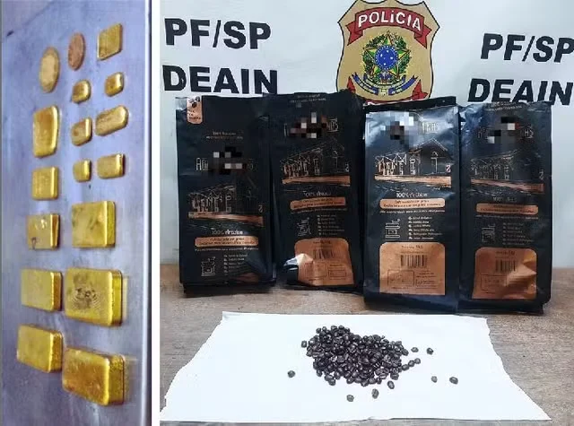 Chinês é preso em Guarulhos tentando embarcar com barras de ouro escondidas em sacos de café