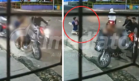 VEJA VÍDEO: bandidos obrigam homem a ficar de joelhos enquanto roubam moto na Compensa