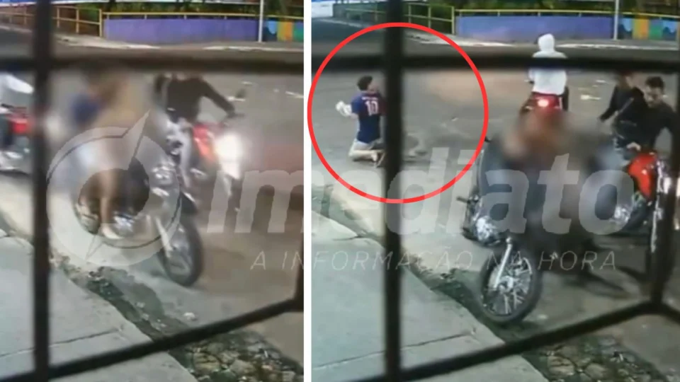 VEJA VÍDEO: bandidos obrigam homem a ficar de joelhos enquanto roubam moto na Compensa