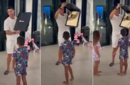 Vídeo: Cristiano Ronaldo atinge 1 milhão de inscritos e celebra chegada de placa com os filhos