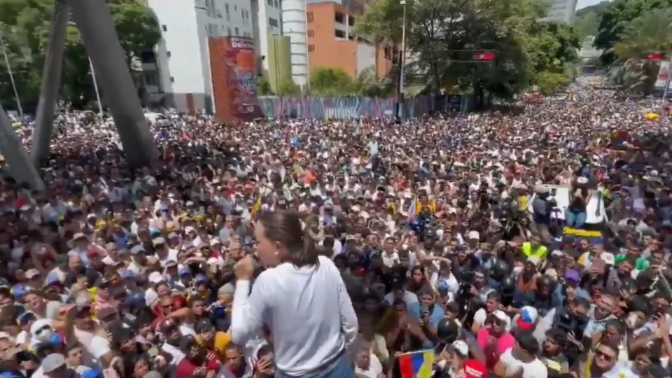 Vídeo: María Corina convoca venezuelanos para protestos contra o ditador Nicolás Maduro