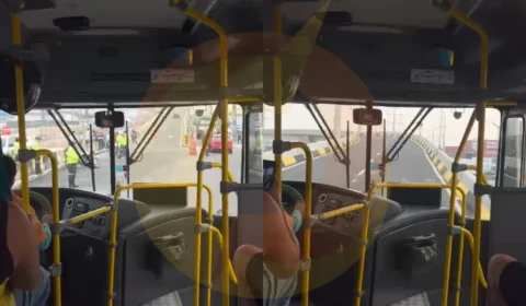 Vídeo: passageiros enfrentam momento de tensão ao atravessarem viaduto da Bola do Produtor