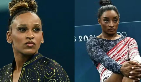 Fora do pódio: Rebeca Andrade termina em 4º e Simone Biles em 5º na trave