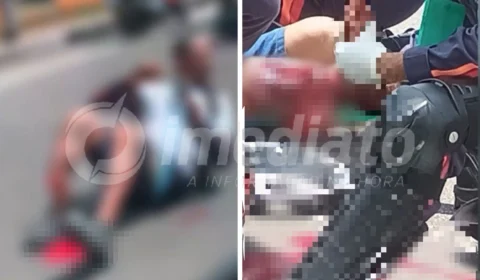 VÍDEO: motociclista colide em traseira de carro e fica com fratura exporta na Avenida das Torres