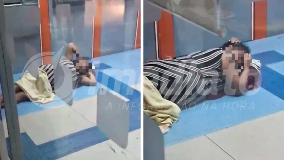 VEJA VÍDEO: mulher fecha porta de banco para dormir e deixa clientes furiosos em Manaus