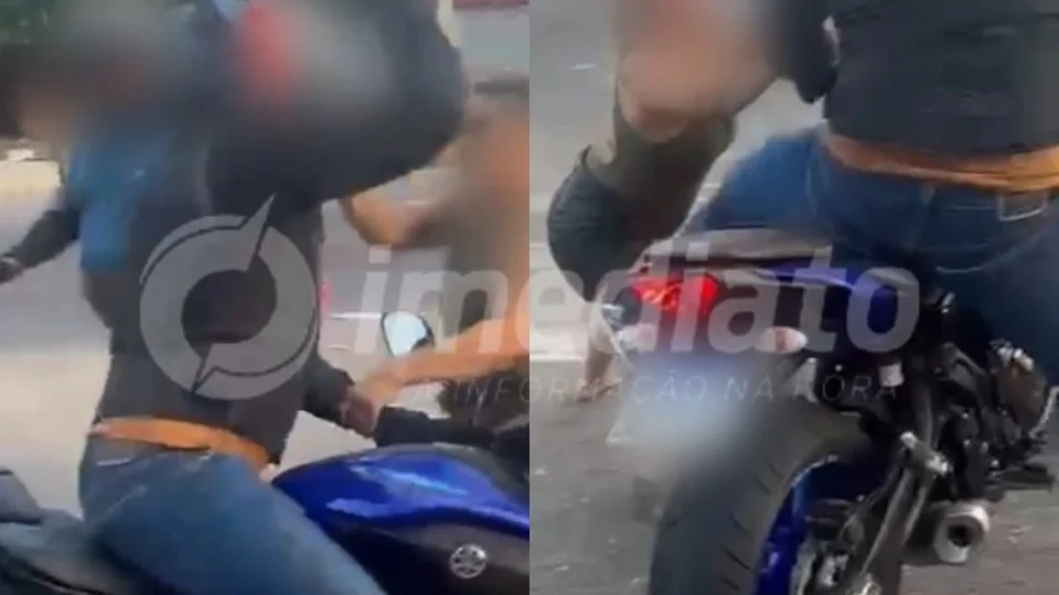 VEJA VÍDEO: motociclista agride mulher com soco no rosto durante briga em Manaus
