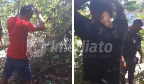 VÍDEO: foragido da justiça é preso portando um terçado na mata da UFAM