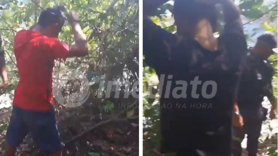 VÍDEO: foragido da justiça é preso portando um terçado na mata da UFAM