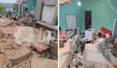 VÍDEO: morador fica ferido após muro de obra de condomínio desabar em casas na Cidade Nova