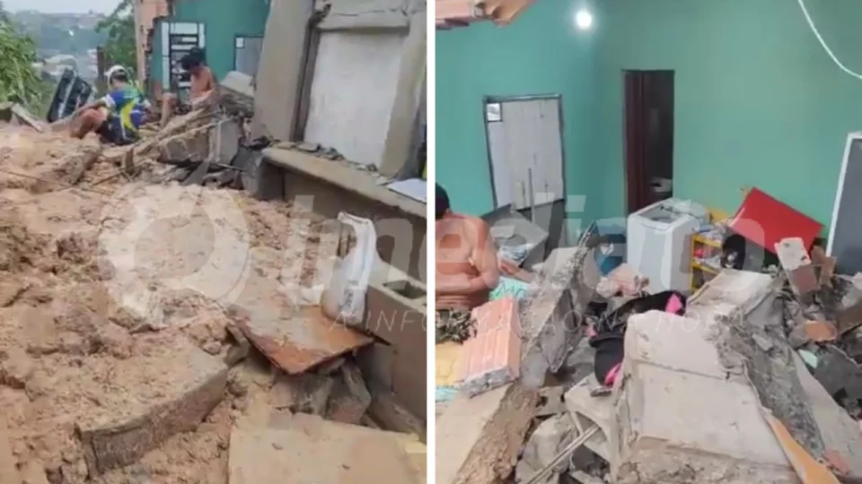 VÍDEO: morador fica ferido após muro de obra de condomínio desabar em casas na Cidade Nova