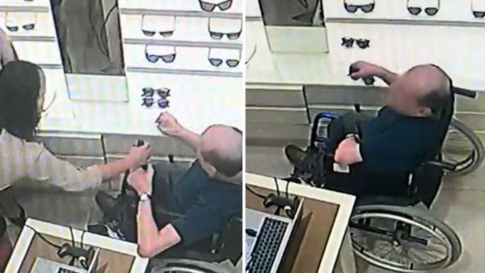 VEJA VÍDEO: cadeirante furta óculos em shopping e chama PM de covarde e ‘nóia’