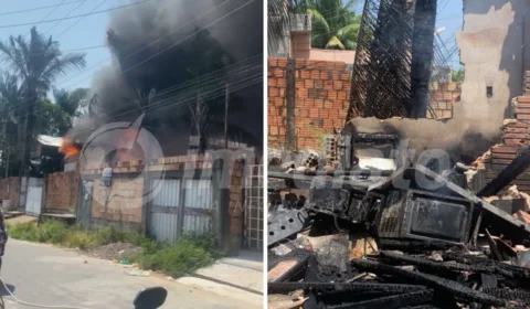 VEJA VÍDEOS: incêndio destrói eletrônica no bairro Colônia Terra Nova
