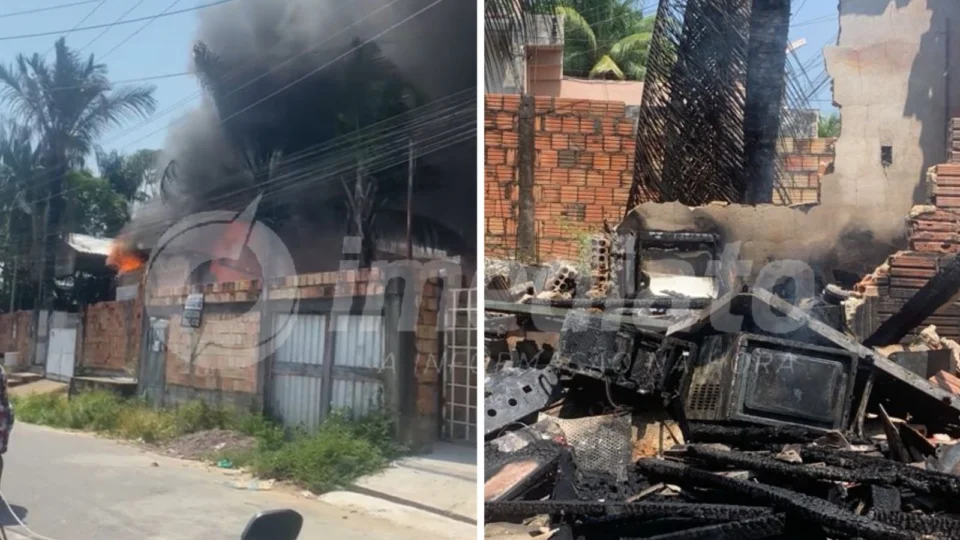 VEJA VÍDEOS: incêndio destrói eletrônica no bairro Colônia Terra Nova