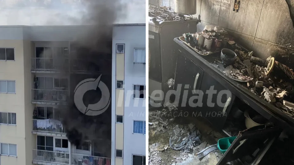 VÍDEOS: apartamento pega fogo no bairro São José e duas pessoas são socorridas