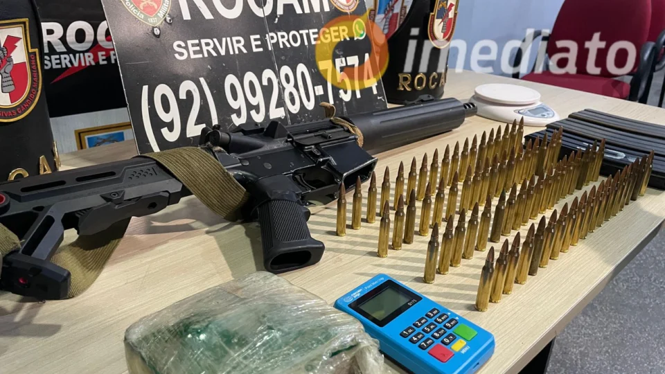 Tiroteio termina com homens presos com fuzil em Manaus