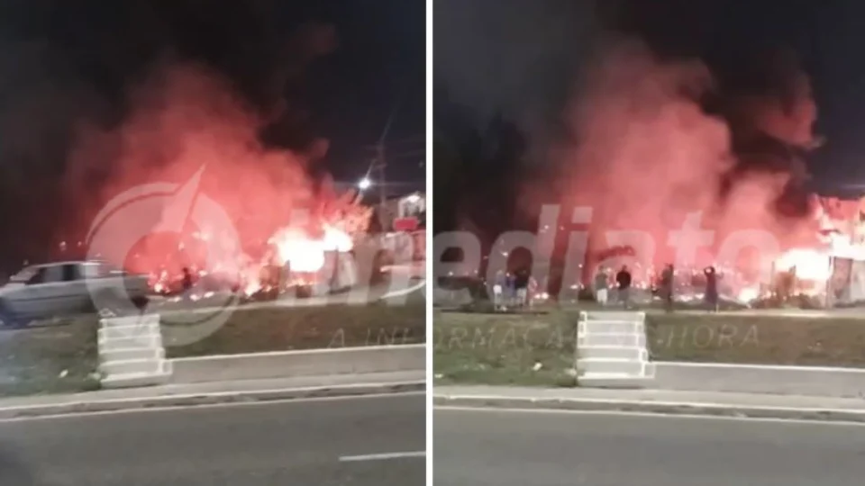 VÍDEO: incêndio de grandes proporções atinge terreno baldio no bairro Santo Agostinho