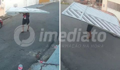 VÍDEOS: homem é flagrado furtando portão de casa no bairro Cidade Nova