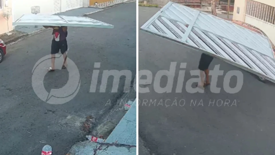 VÍDEOS: homem é flagrado furtando portão de casa no bairro Cidade Nova