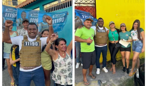 Candidato a vereador, repórter Eudógio realiza caminhada no bairro de Petrópolis