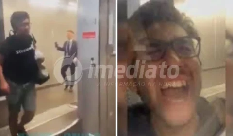 VEJA VÍDEOS: passageiro atrasado para voo surta, grita e chuta porta de avião