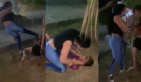 VEJA VÍDEO: PM e esposa agridem mulher na frente do filho dela