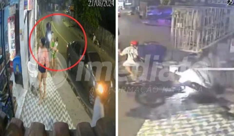 VEJA VÍDEOS: motociclista atropela mulher com bebê no colo no bairro Compensa