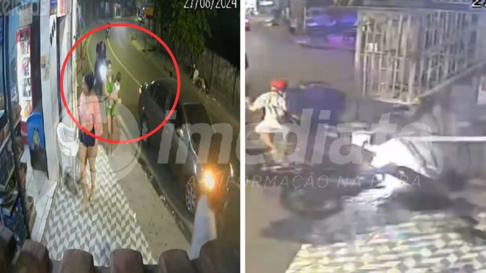 VEJA VÍDEOS: motociclista atropela mulher com bebê no colo no bairro Compensa