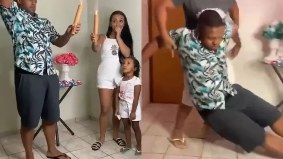 VEJA VÍDEO: pai desmaia após descobrir sexo de bebê em chá revelação