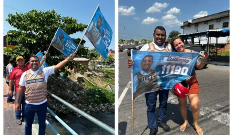 Candidato a vereador repórter Eudogio realiza bandeiraço e caminhada no Novo Aleixo