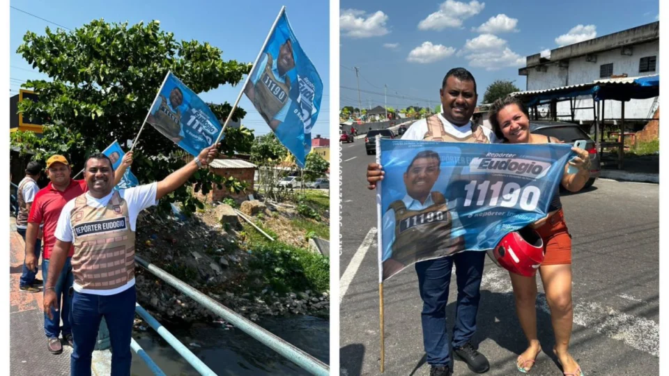 Candidato a vereador repórter Eudogio realiza bandeiraço e caminhada no Novo Aleixo