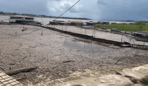 Seca no Rio Solimões pode afetar o abastecimento de água potável em Tabatinga, no Amazonas