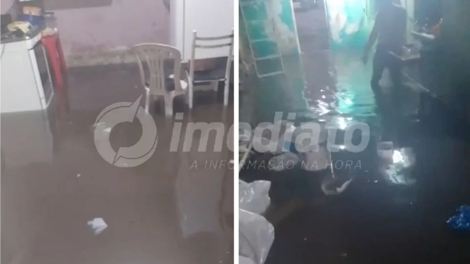 VÍDEOS: forte chuva deixa casas alagadas e causa desespero em moradores do bairro Praça 14