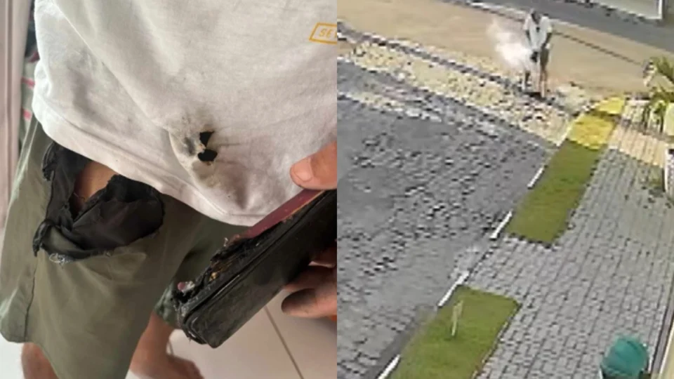 Veja o vídeo: celular explode no bolso de homem enquanto limpava calçada