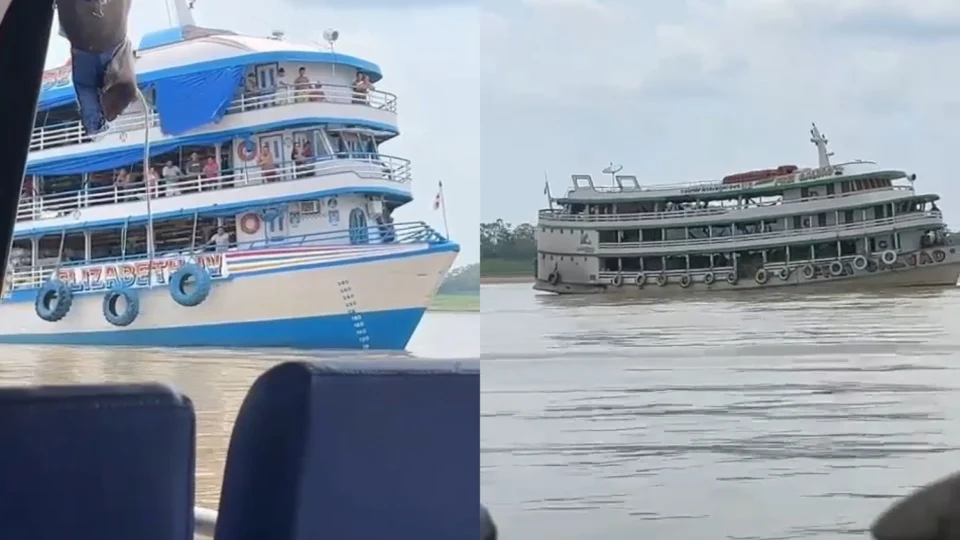 Veja vídeo: Barcos encalhados no Rio Madeira devido à seca em Borba, AM